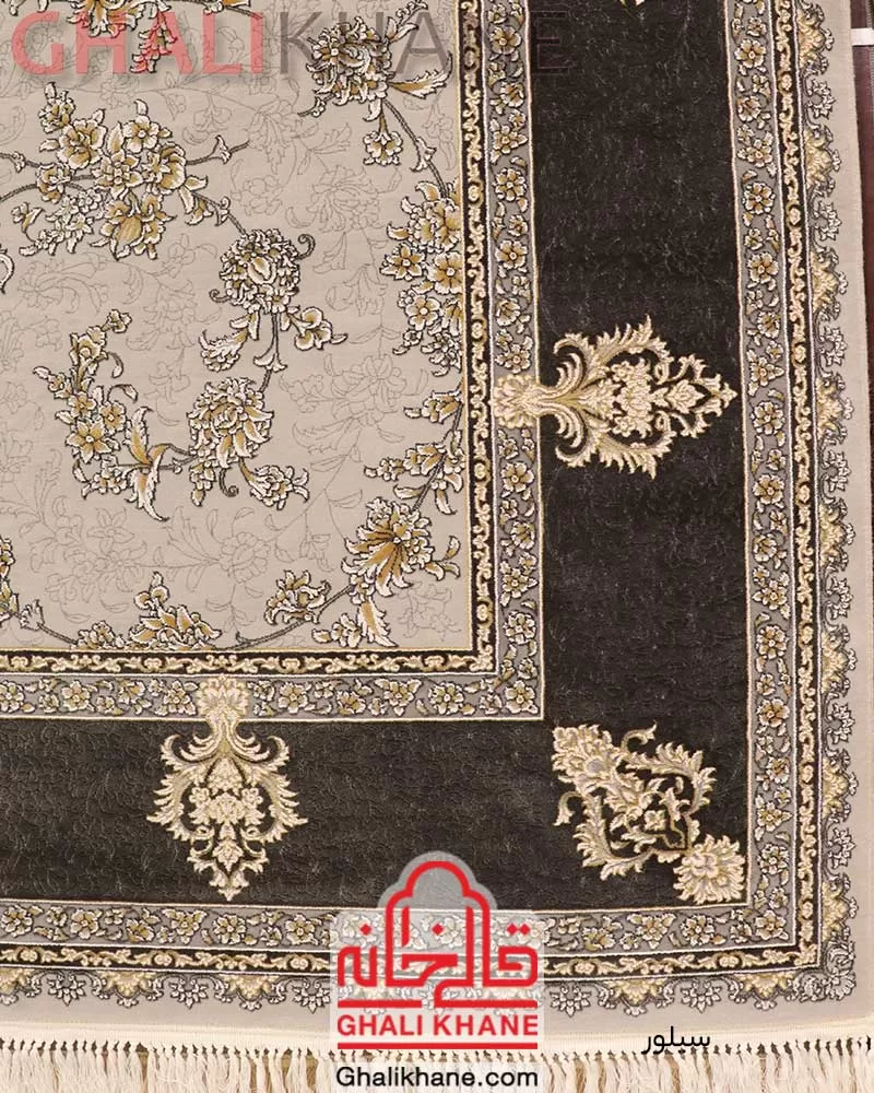 فرش زمرد مشهد 700 شانه طرح افشان کد 30009 سیلور