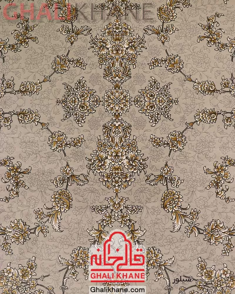 فرش زمرد مشهد 700 شانه طرح افشان کد 30009 سیلور