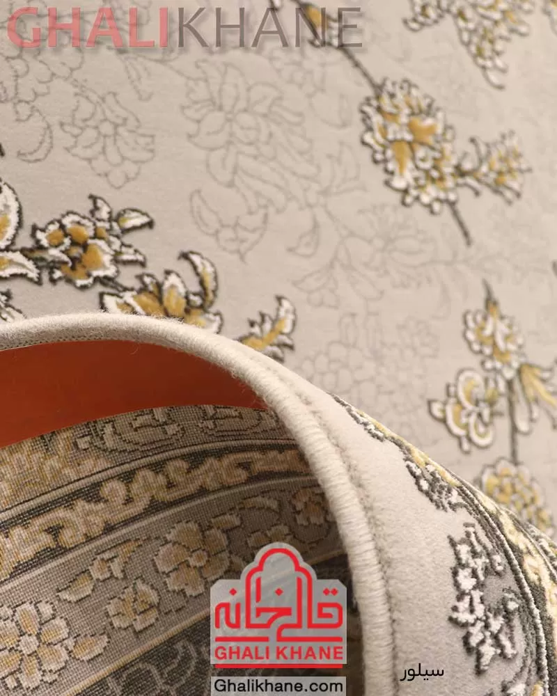 فرش زمرد مشهد 700 شانه طرح افشان کد 30009 سیلور