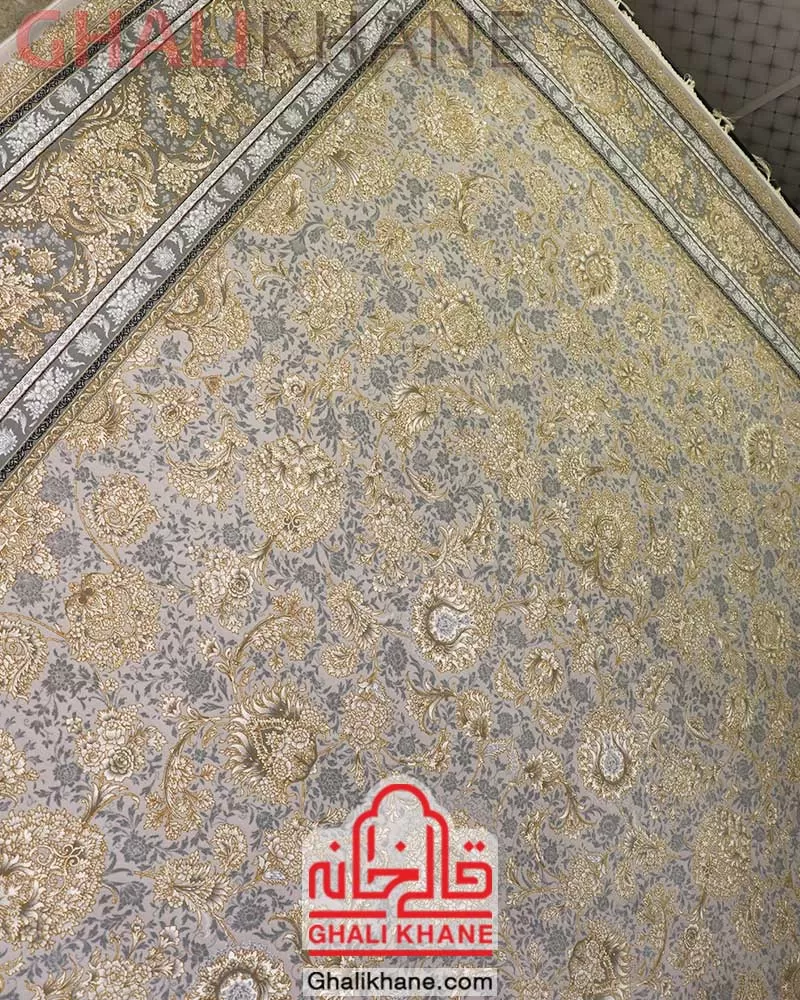 فرش مشهد کد 802097 نقره ای