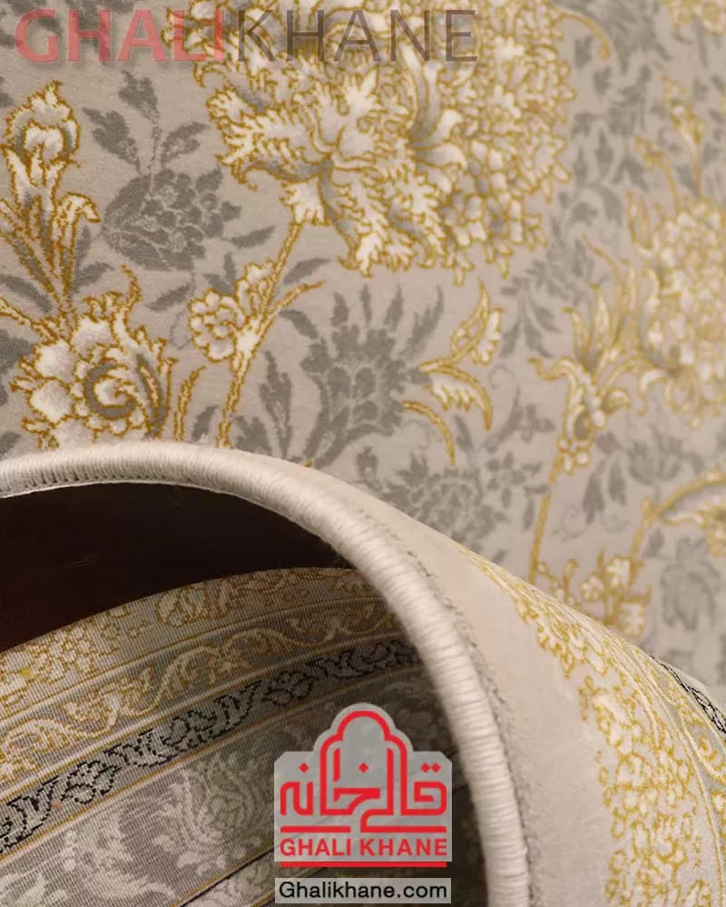 فرش مشهد 1200 شانه کد 802097 نقره ای