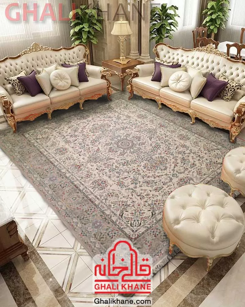 فرش زمرد مشهد 1500 شانه کد 55005 کرم