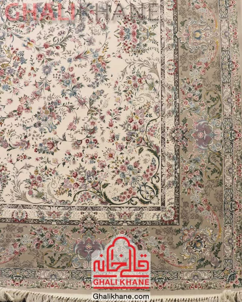 فرش زمرد مشهد 1500 شانه کد 55005 کرم