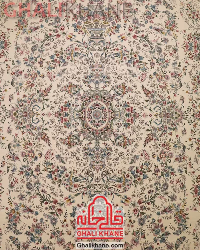 فرش زمرد مشهد 1500 شانه کد 55005 کرم