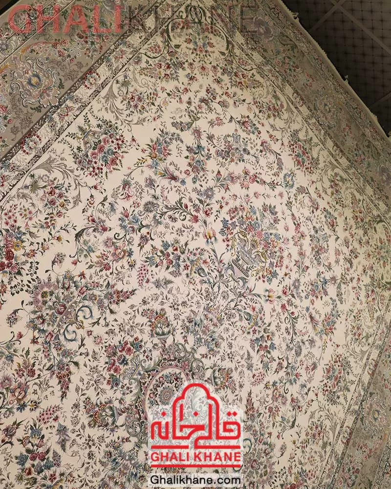 فرش زمرد مشهد 1500 شانه کد 55005 کرم