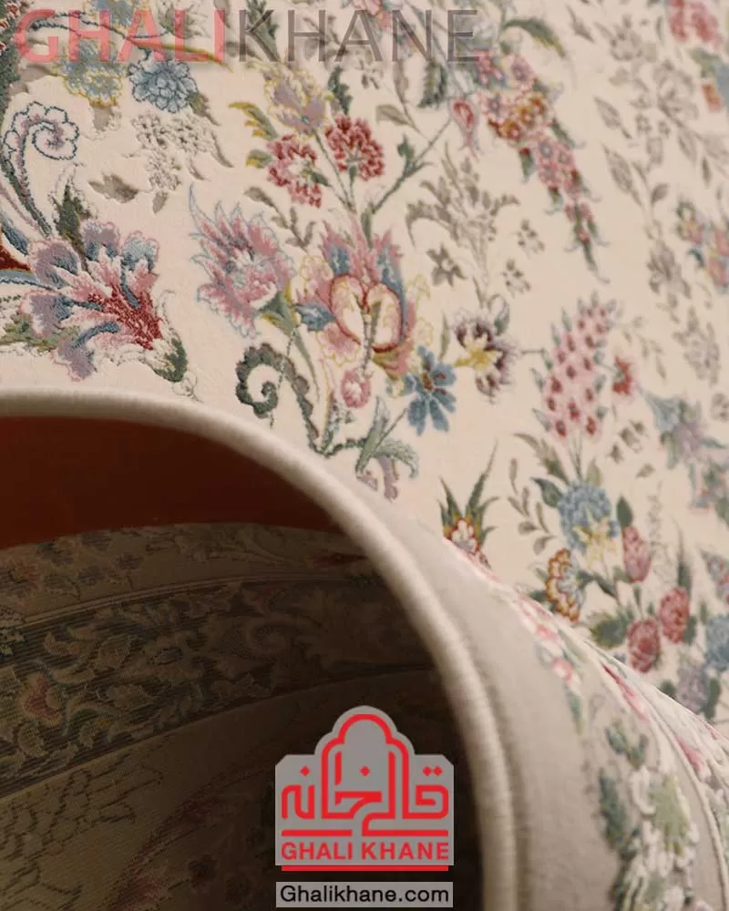 فرش زمرد مشهد 1500 شانه تراکم 4500 کد 55005 کرم