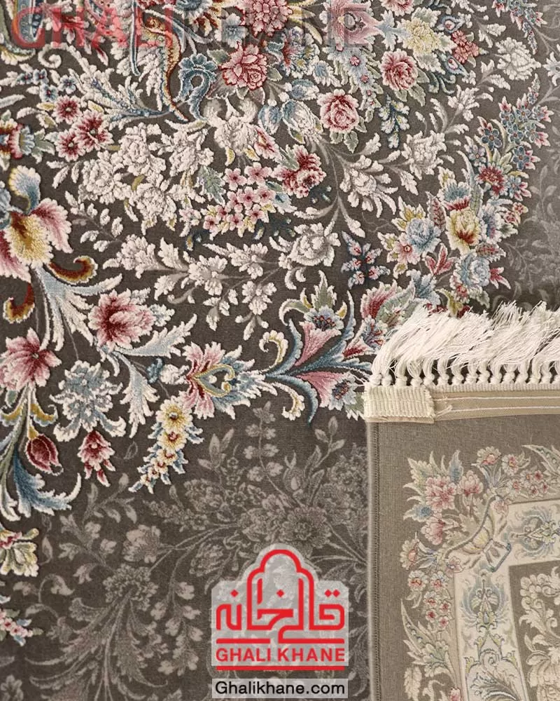 فرش زمرد مشهد 1500 شانه گل برجسته کد 55005 الماسی