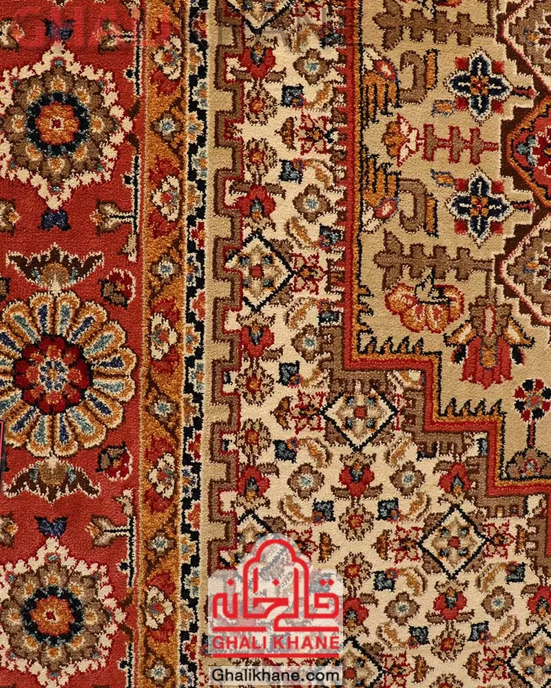 گلیم فرش ستاره کویر یزد کلکسیون شاهسون کد SH-B40A-5104 کرم