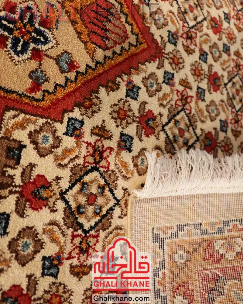 گلیم فرش ستاره کویر یزد کلکسیون شاهسون کد SH-B40A-5104 کرم