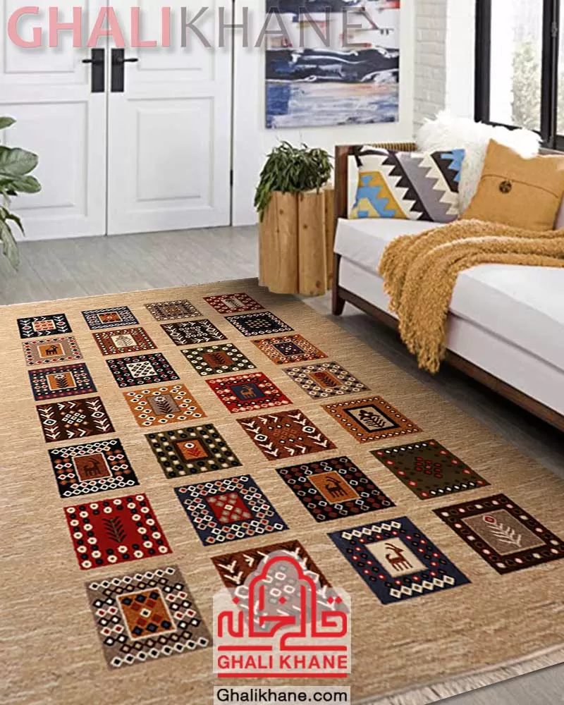 گلیم فرش ستاره کویر یزد کلکسیون شاهسون کد SH-B072-8800