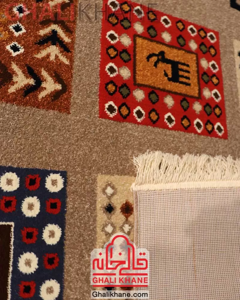 گلیم فرش ستاره کویر یزد کلکسیون شاهسون کد SH-B072-8833 بژ
