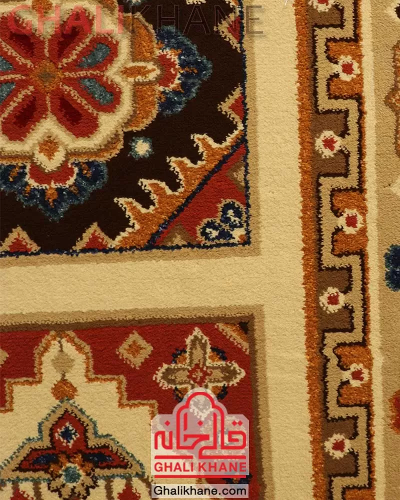 گلیم فرش ستاره کویر یزد کلکسیون شاهسون کد SH-W301-5101 کرم