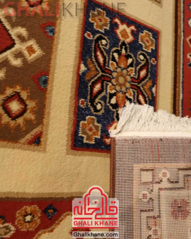 گلیم فرش ستاره کویر یزد کلکسیون شاهسون کد SH-W301-5101 کرم