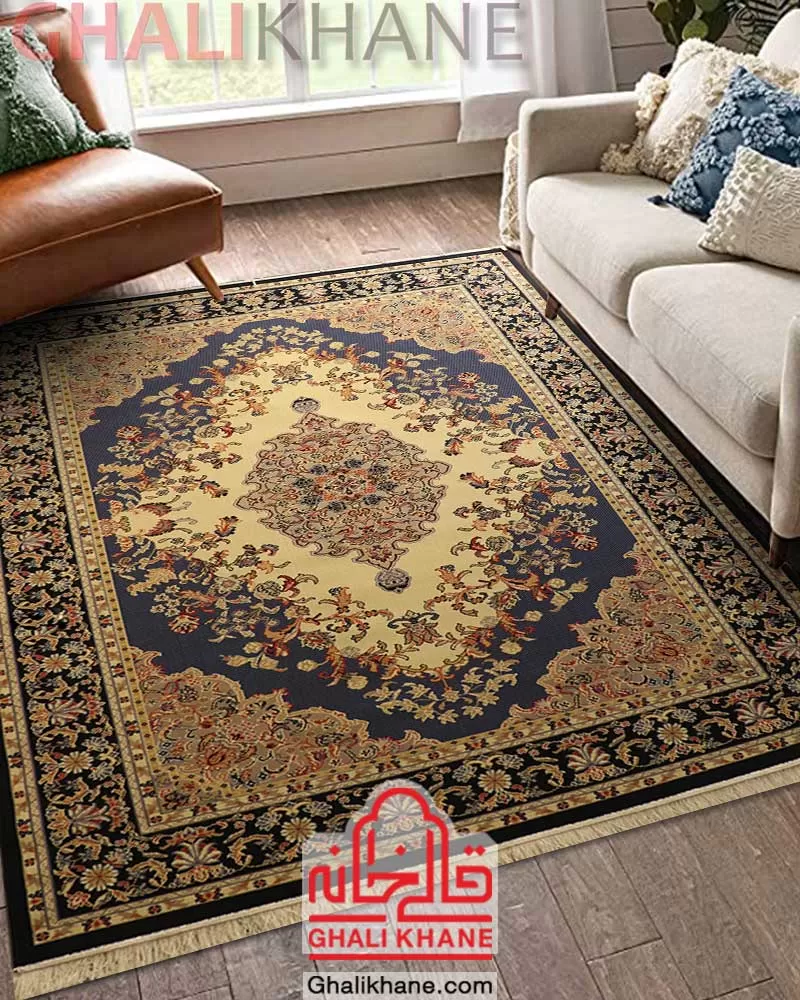 سوپر گلیم ستاره کویر یزد کد GB-K030-8569 سرمه ای