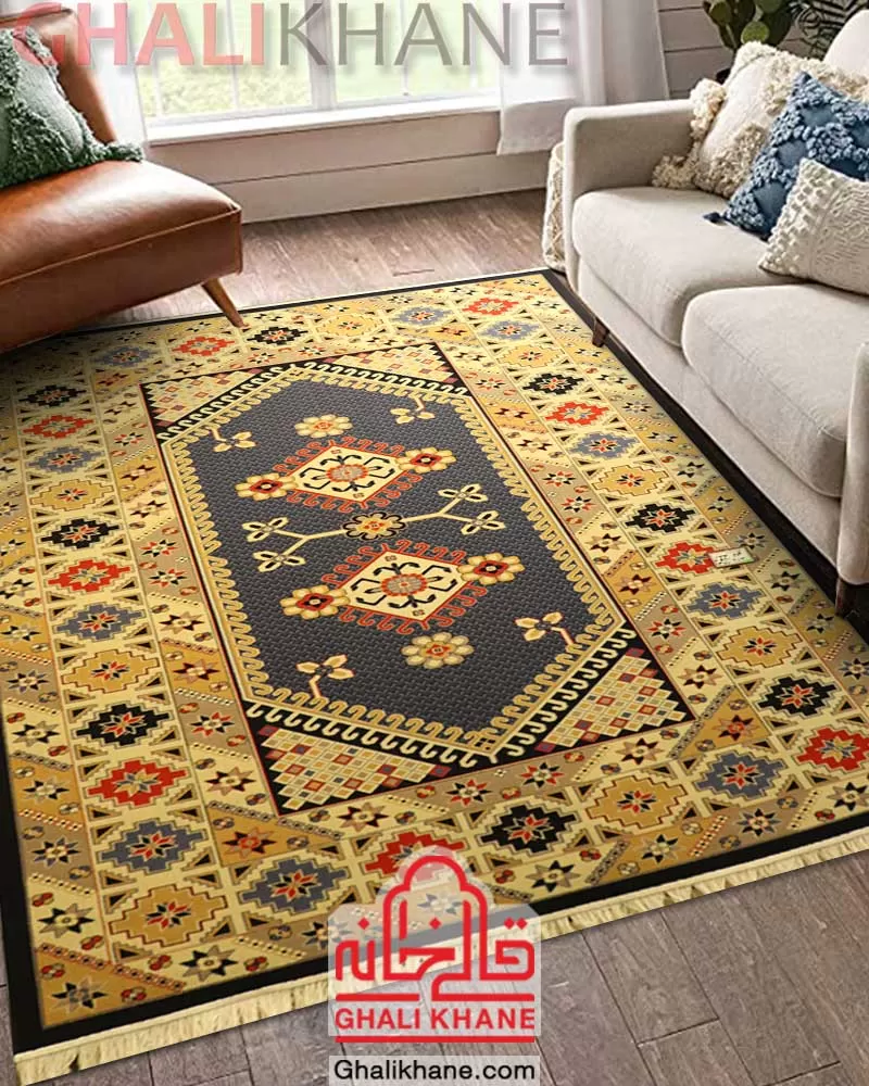 سوپر گلیم ماشینی ستاره کویر یزد کد GB-G43A-8560 سرمه ای