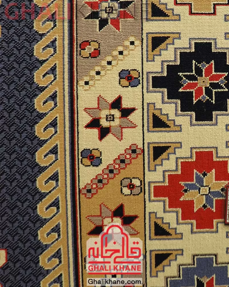 سوپر گلیم ماشینی ستاره کویر یزد کد GB-G43A-8560 سرمه ای