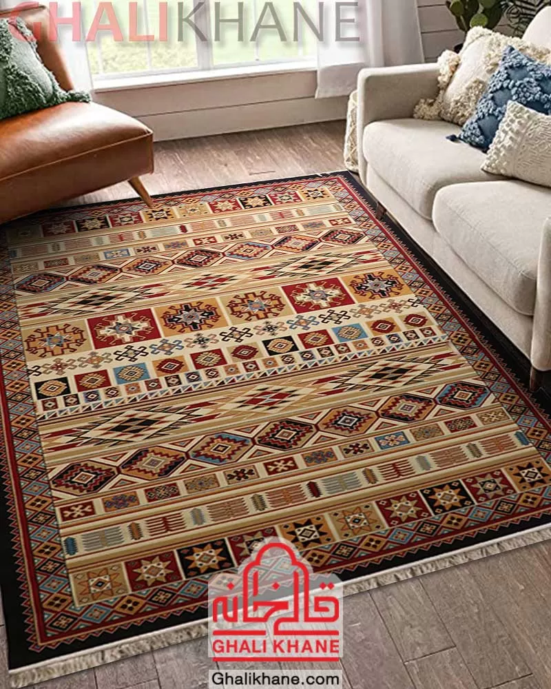 سوپر گلیم ماشینی ستاره کویر یزد کد GB-G033-8295 کرم