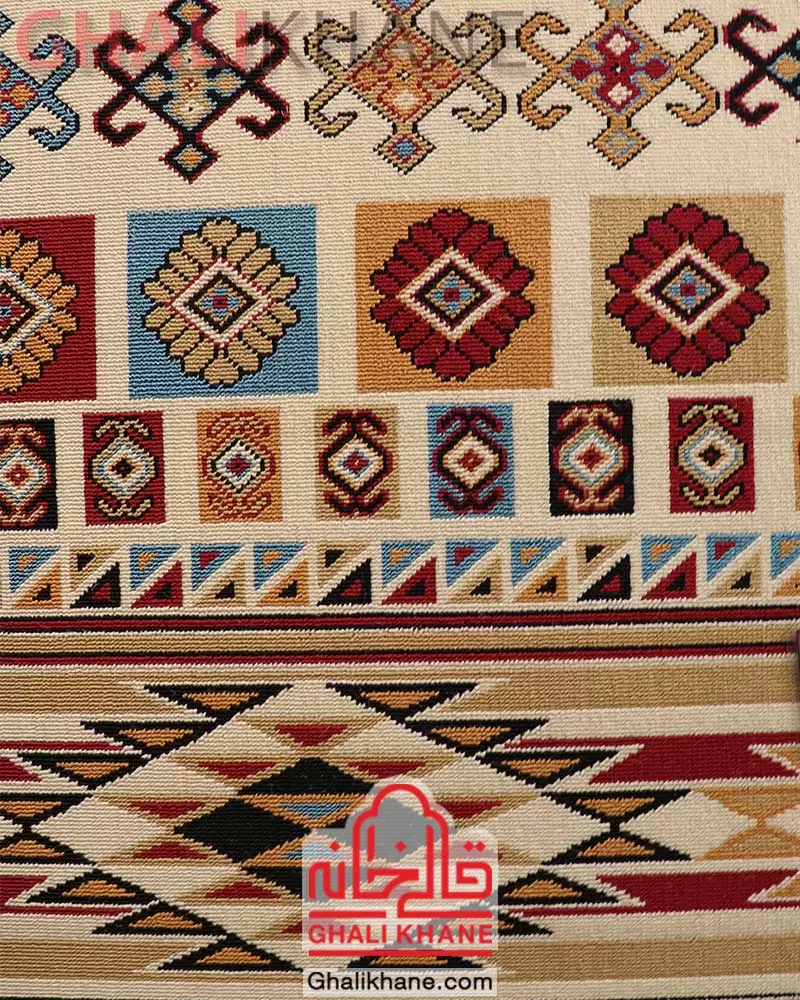 سوپر گلیم ماشینی ستاره کویر یزد کد GB-G033-8295 کرم