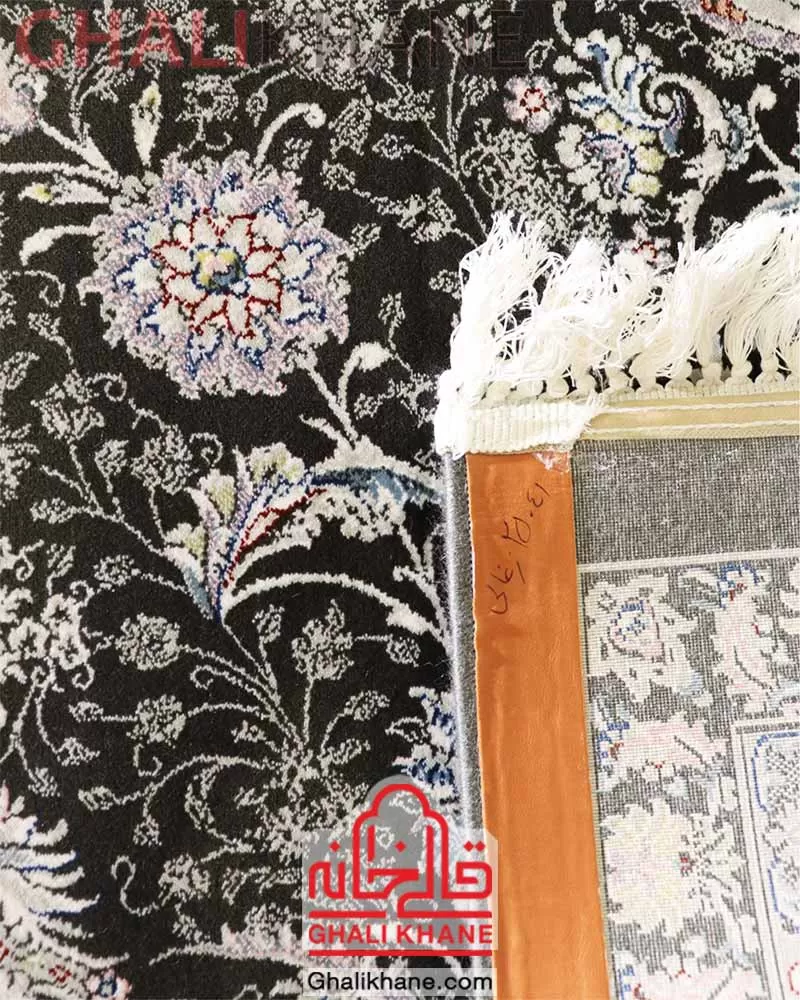 فرش زمرد مشهد کد 25041 زغالی