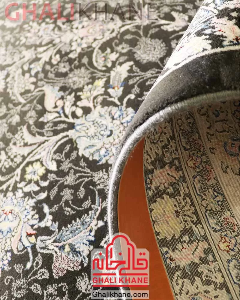 فرش زمرد مشهد کد 25041 زغالی