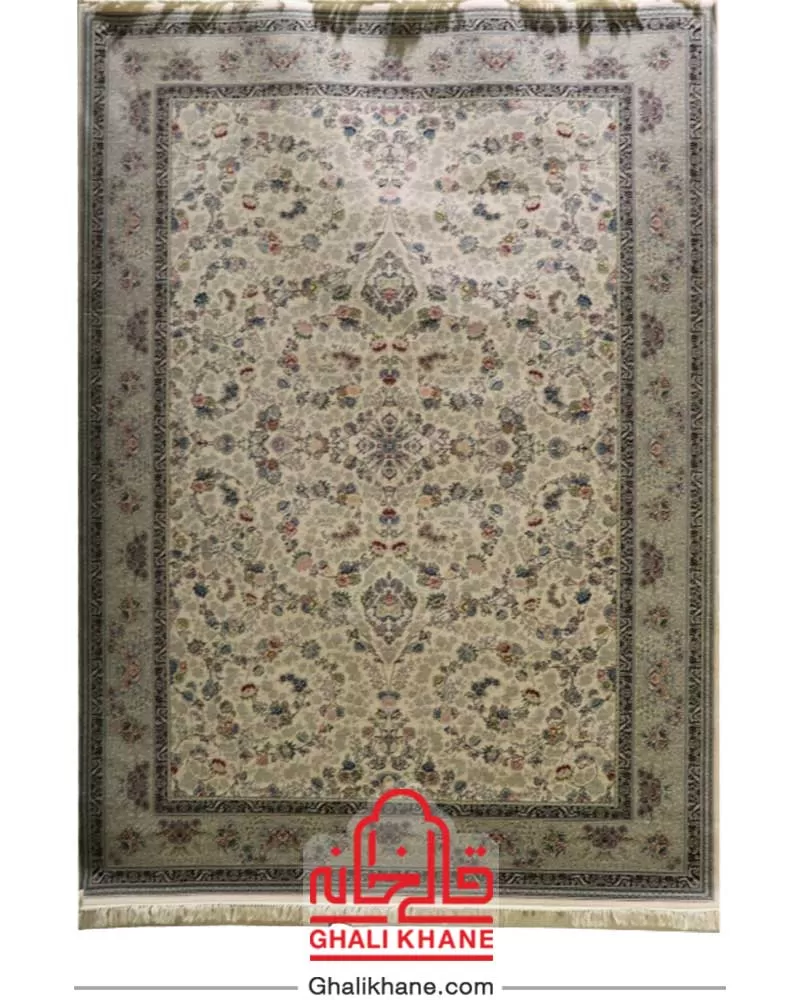 فرش زمرد مشهد 700 شانه طرح افشان کرم کد 25069