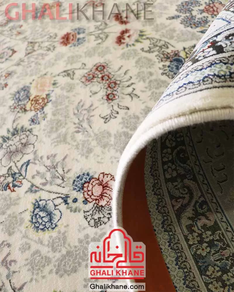 فرش زمرد مشهد 700 شانه طرح افشان کرم کد 25069