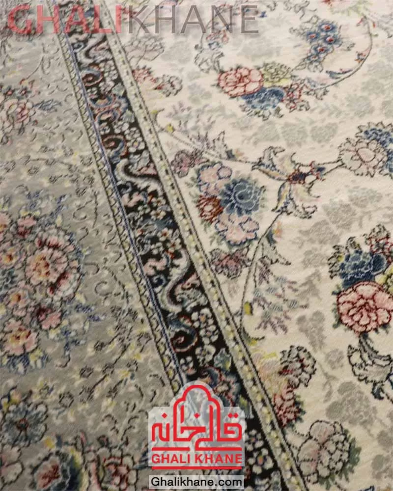 فرش زمرد مشهد 700 شانه طرح افشان کرم کد 25069