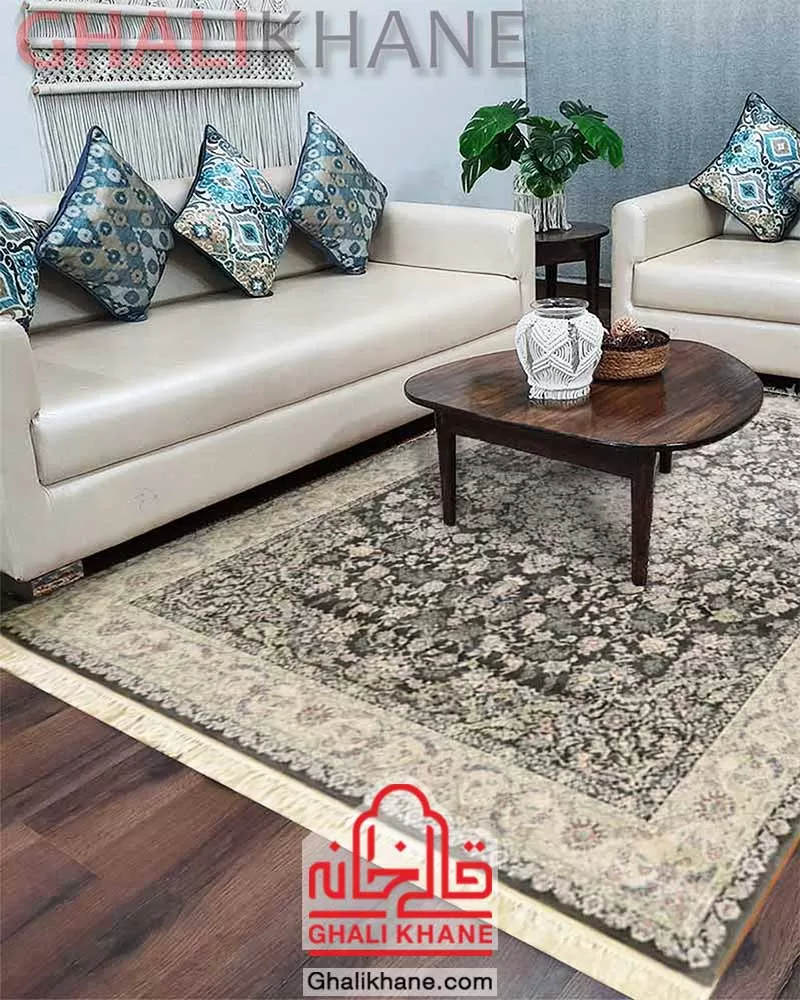 فرش زمرد مشهد 700 شانه کد 25070 زغالی