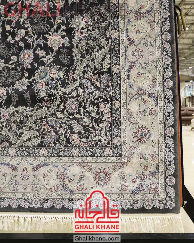 فرش زمرد مشهد 700 شانه کد 25070 زغالی