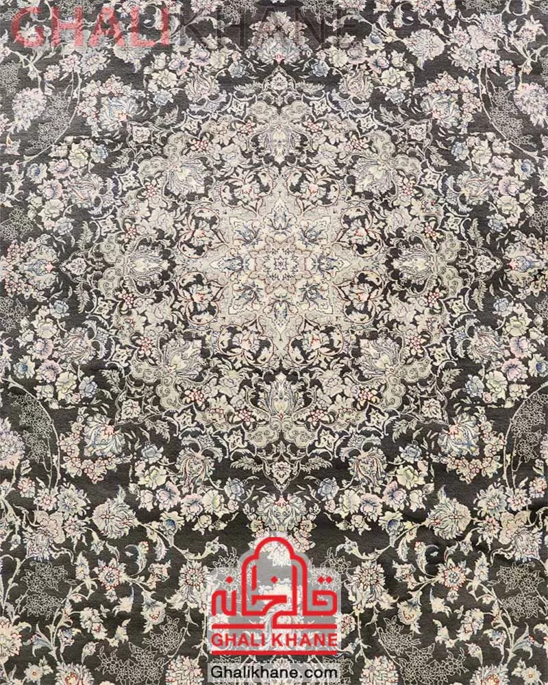 فرش زمرد مشهد 700 شانه کد 25070 زغالی