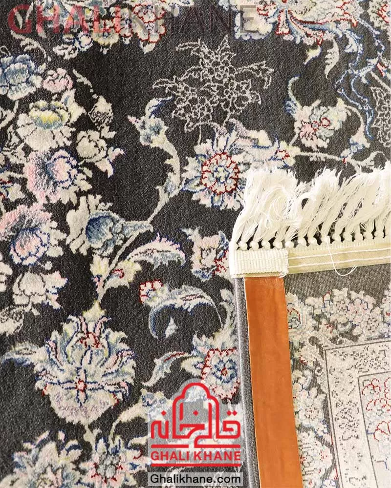 فرش زمرد مشهد 700 شانه کد 25070 زغالی