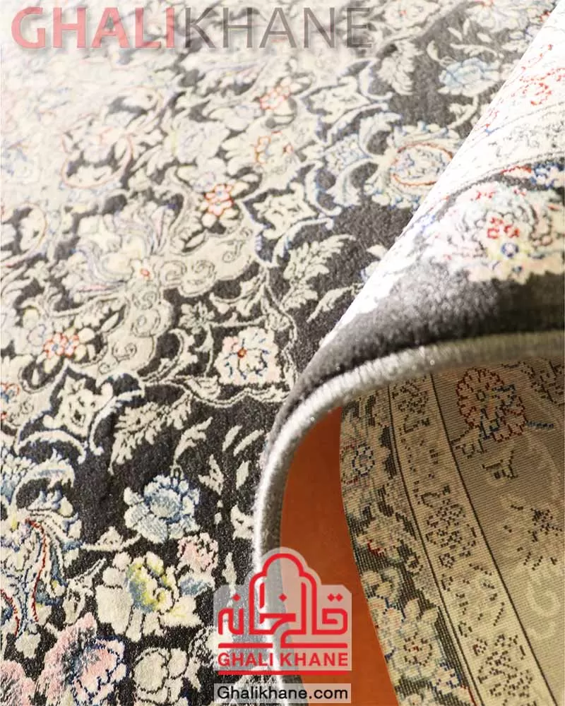 فرش زمرد مشهد 700 شانه کد 25070 زغالی