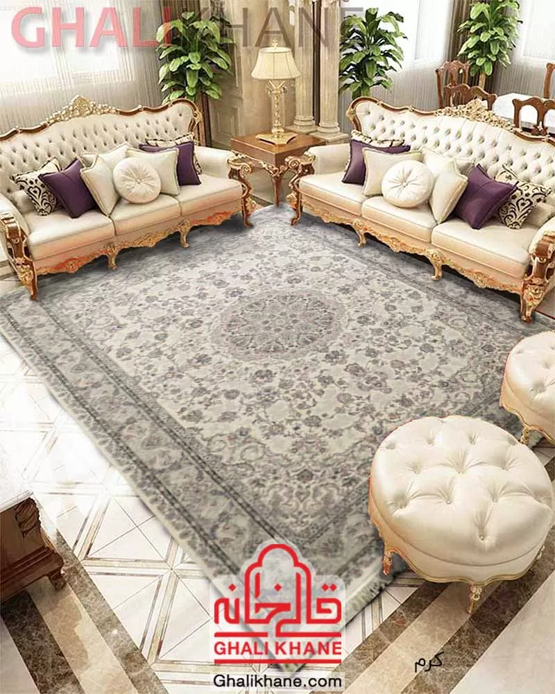 فرش زمرد مشهد 700 شانه کد 25070 کرم