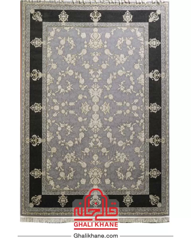 فرش زمرد مشهد طر ح افشان گل برجسته 700 شانه دودی کد 30009