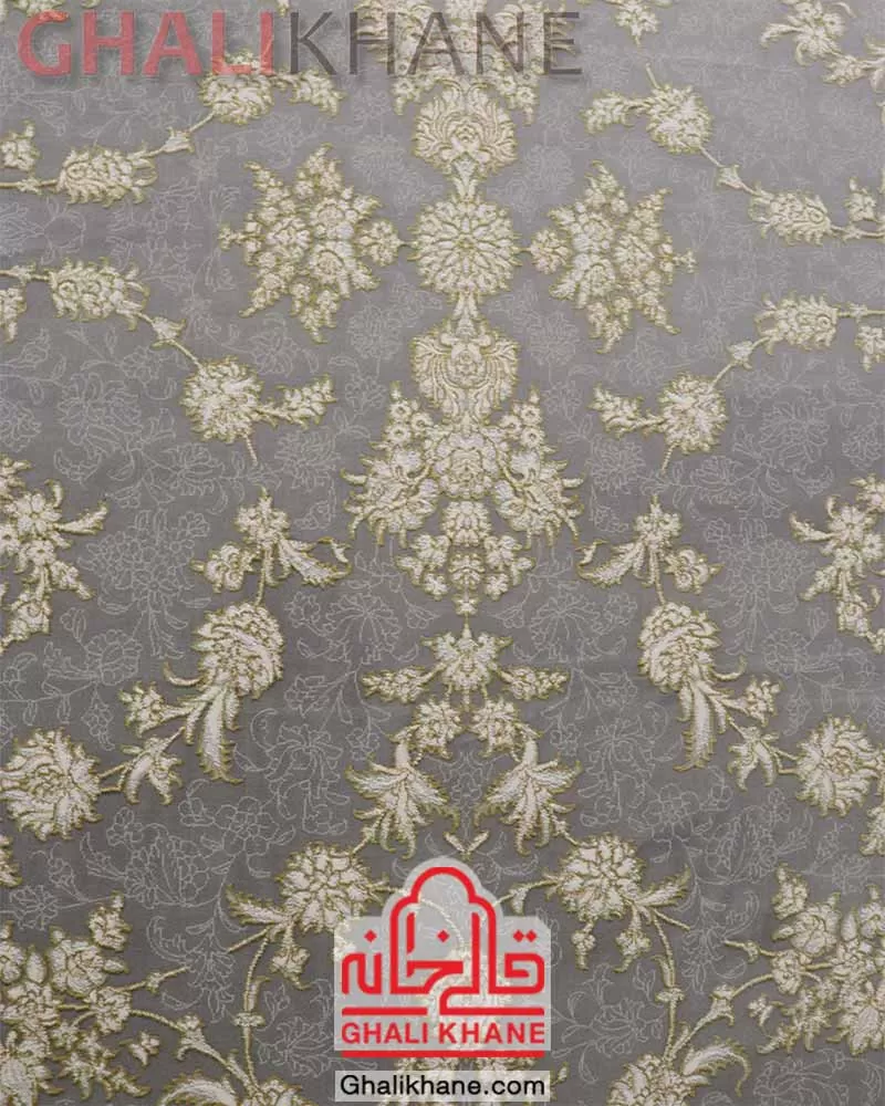 فرش زمرد مشهد طر ح افشان گل برجسته 700 شانه دودی کد 30009