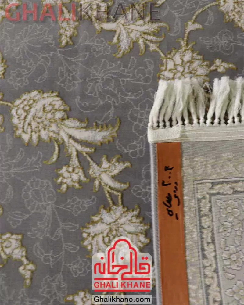 فرش زمرد مشهد طر ح افشان گل برجسته 700 شانه دودی کد 30009