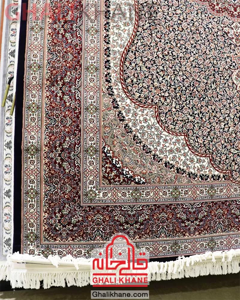 فرش زمرد مشهد طرح 14010 سرمه ای