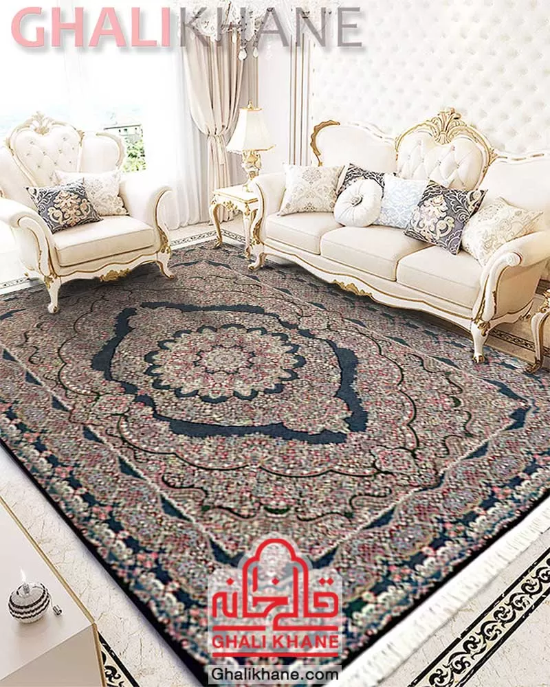 فرش زمرد مشهد 700 شانه کد 14066 سرمه ای