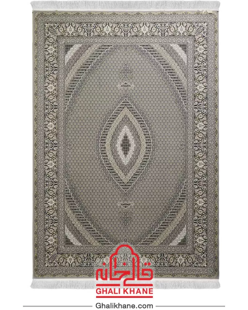 فرش زمرد مشهد 1200 شانه طرح ریز ماهی کد 23001 الماسی روشن