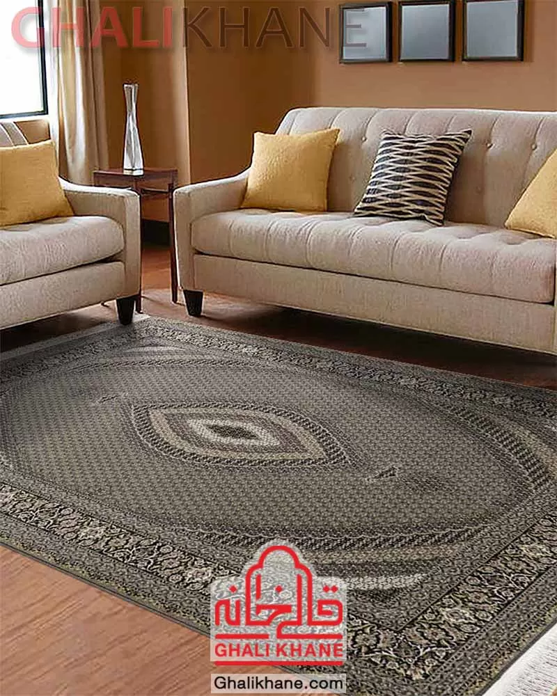 فرش زمرد مشهد 1200 شانه طرح ریز ماهی کد 23001 الماسی روشن