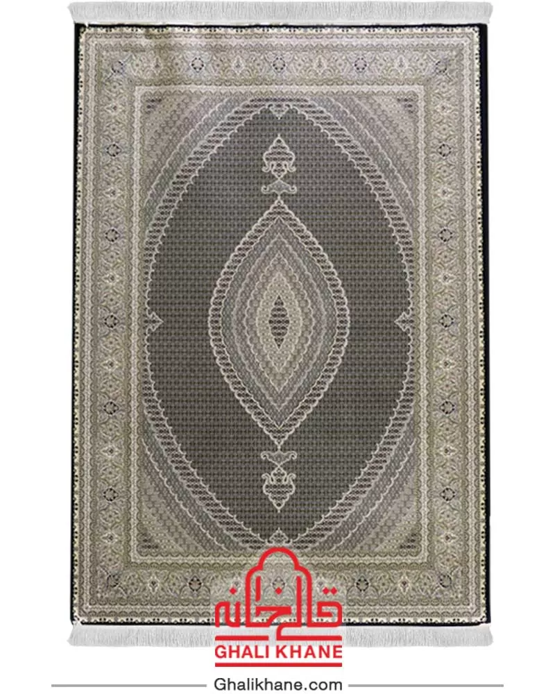 فرش زمرد مشهد 1200 شانه طرح ریز ماهی کد 23001 سرمه ای