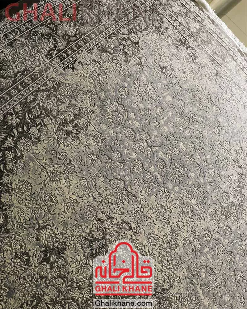 فرش زمرد مشهد 1200 شانه کد 23000 آبی طوسی