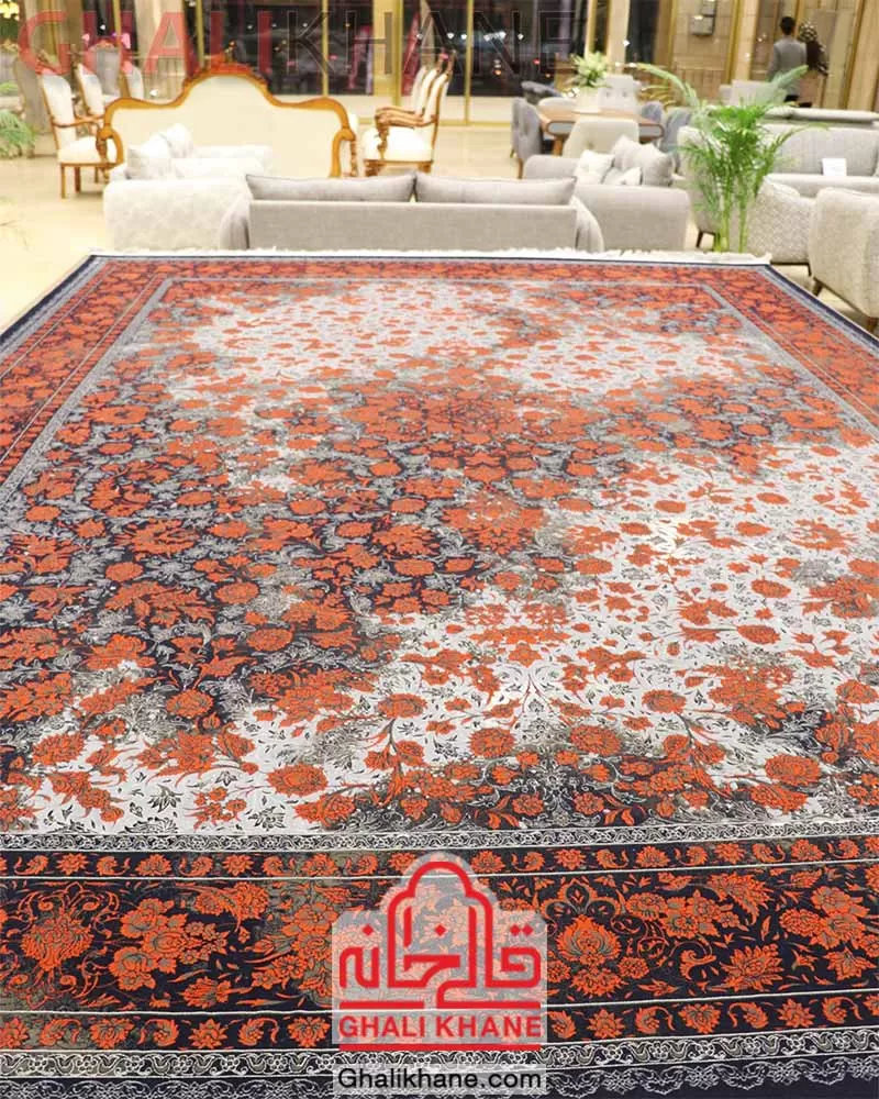 فرش زمرد مشهد 1200 شانه کد 23000 سرمه ای