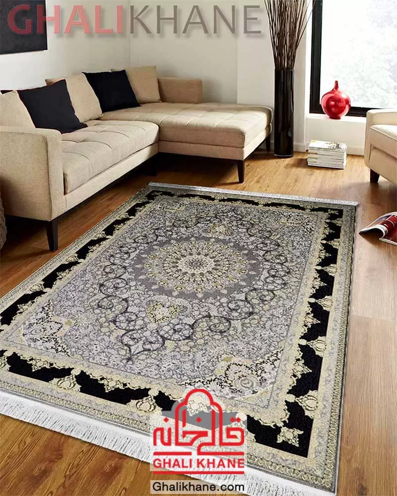 فرش زمرد مشهد 1200 شانه کد 23002 آبی