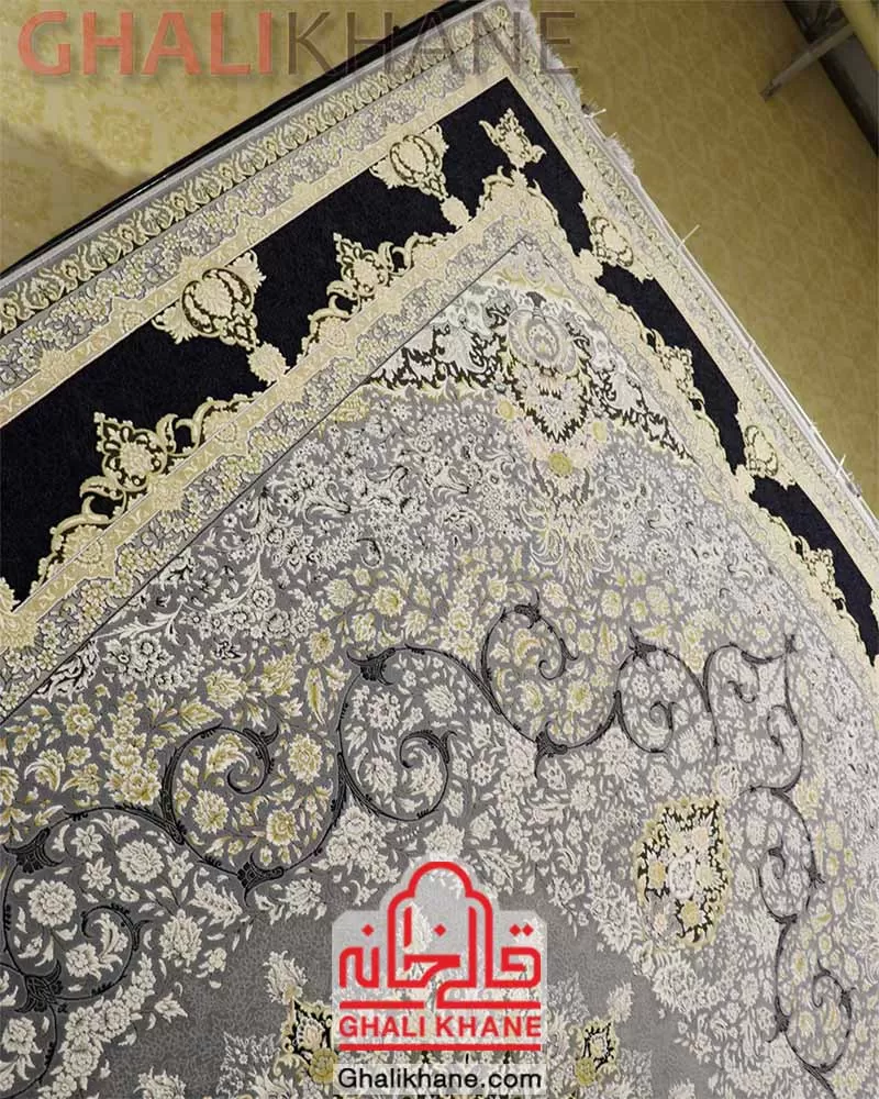 فرش زمرد مشهد 1200 شانه کد 23002 آبی