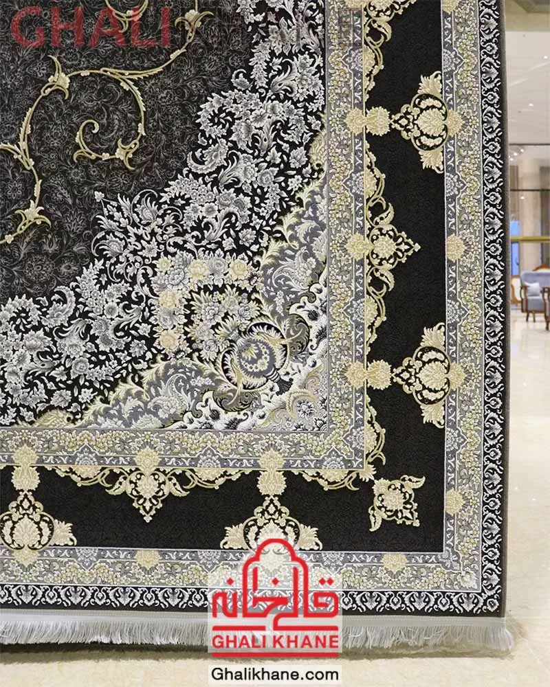 فرش زمرد مشهد کد 23002 الماسی تیره
