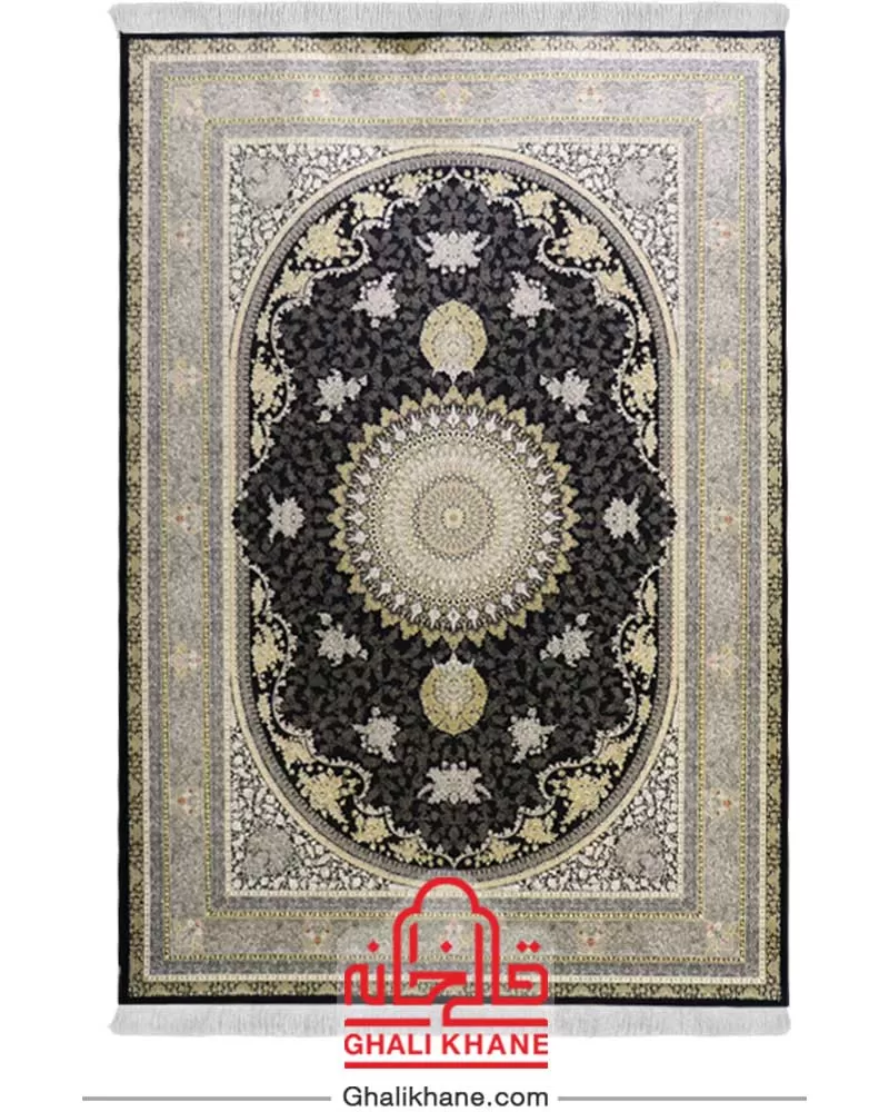 فرش زمرد مشهد 1200 شانه کد 23005 سرمه ای