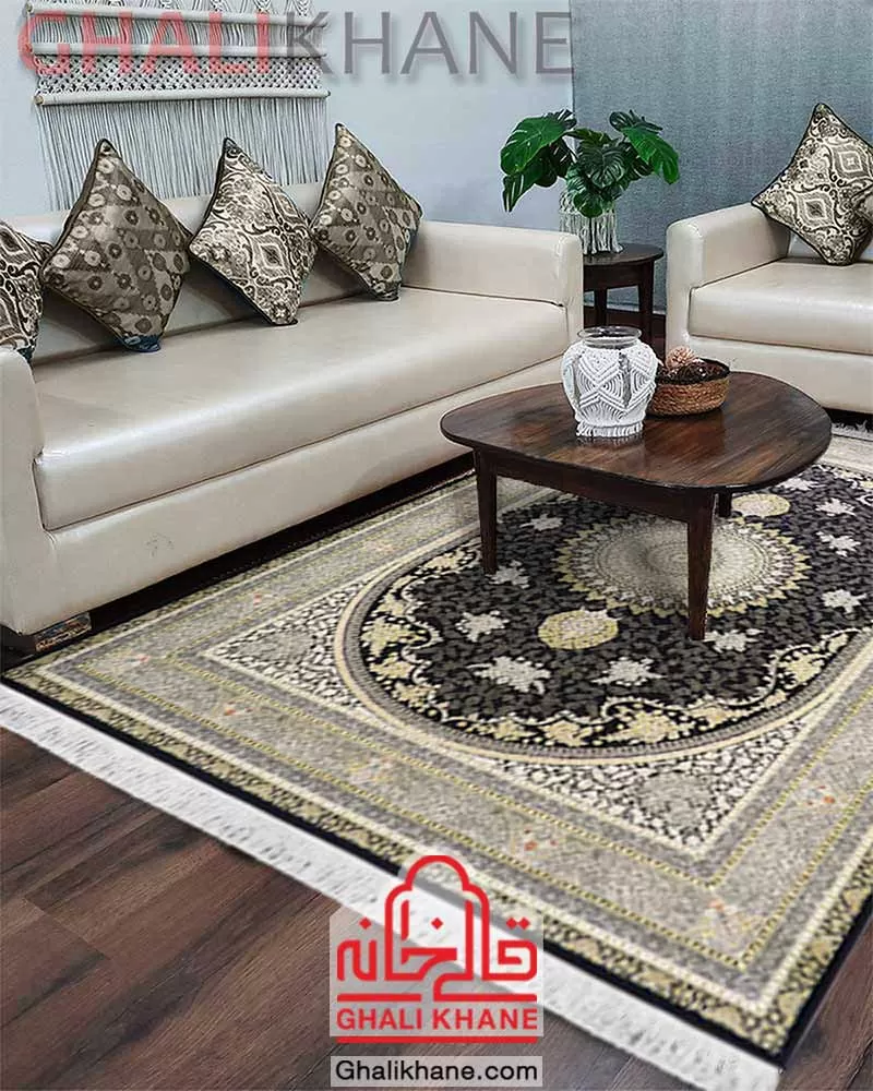 فرش زمرد مشهد 1200 شانه کد 23005 سرمه ای