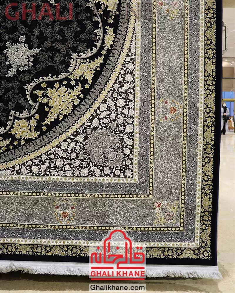 فرش زمرد مشهد 1200 شانه کد 23005 سرمه ای