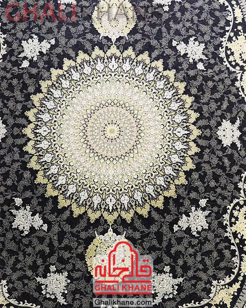 فرش زمرد مشهد 1200 شانه کد 23005 سرمه ای